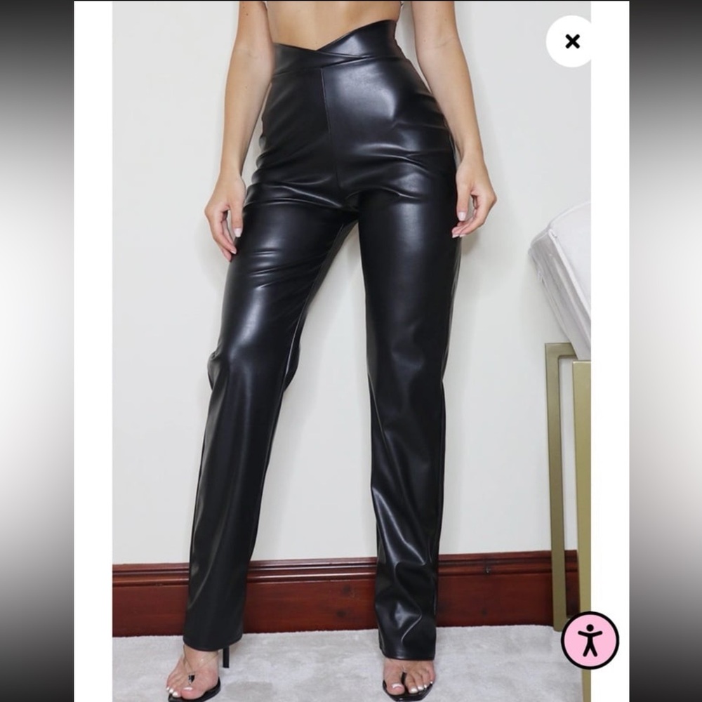 Pretty Little Thing Faux Leather Pants - Size 4